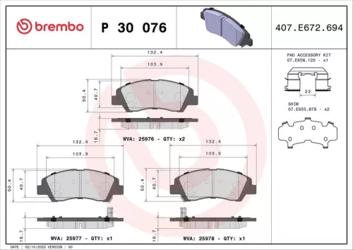 ABS Brake Pad Set, disc brake (P 30 076)