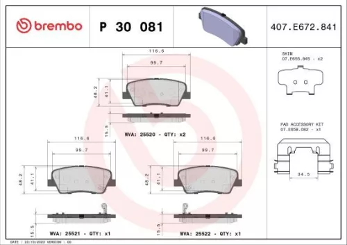 ABS Brake Pad Set, disc brake (P 30 081)