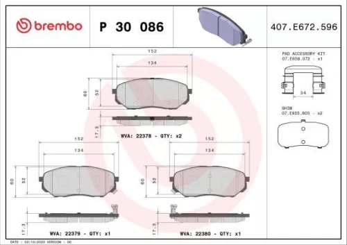 ABS Brake Pad Set, disc brake (P 30 086)