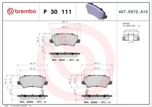 ABS Brake Pad Set, disc brake (P 30 111)