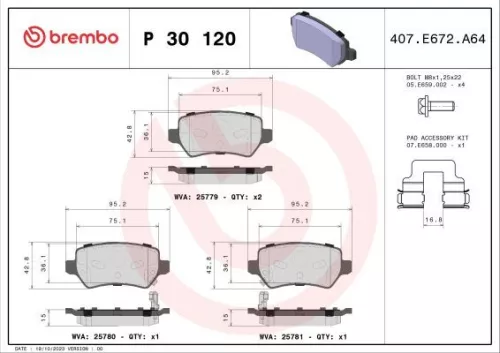 ABS Brake Pad Set, disc brake (P 30 120)