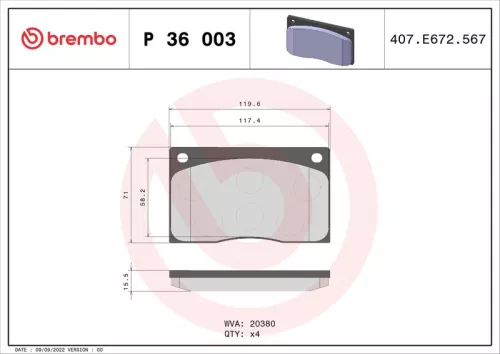 ABS Brake Pad Set, disc brake (P 36 003)