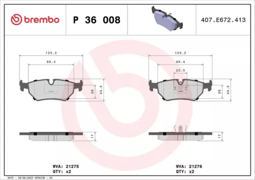 ABS Brake Pad Set, disc brake (P 36 008)