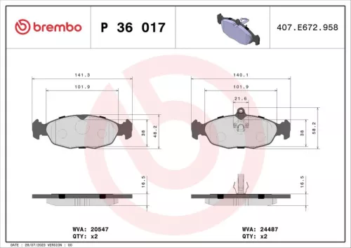 ABS Brake Pad Set, disc brake (P 36 017)