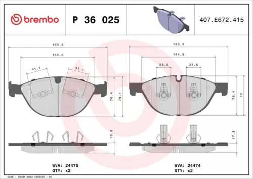 ABS Brake Pad Set, disc brake (P 36 025)