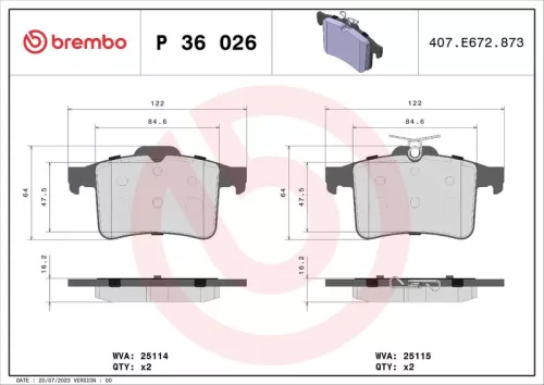 ABS Brake Pad Set, disc brake (P 36 026)