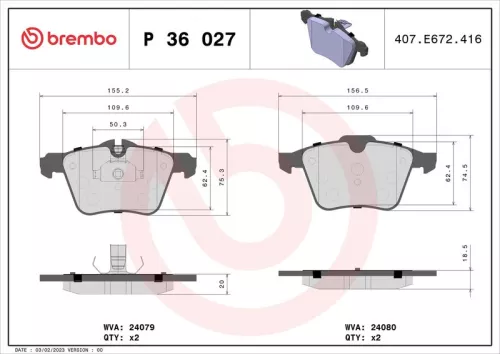 ABS Brake Pad Set, disc brake (P 36 027)