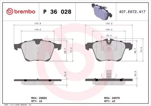 ABS Brake Pad Set, disc brake (P 36 028)