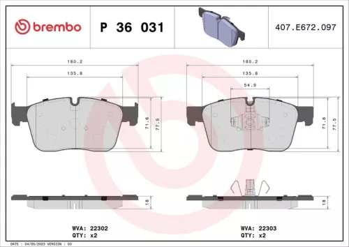 ABS Brake Pad Set, disc brake (P 36 031)