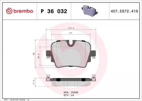 ABS Brake Pad Set, disc brake (P 36 032)