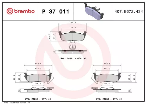 ABS Brake Pad Set, disc brake (P 37 011)