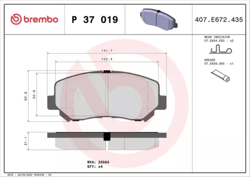 ABS Brake Pad Set, disc brake (P 37 019)