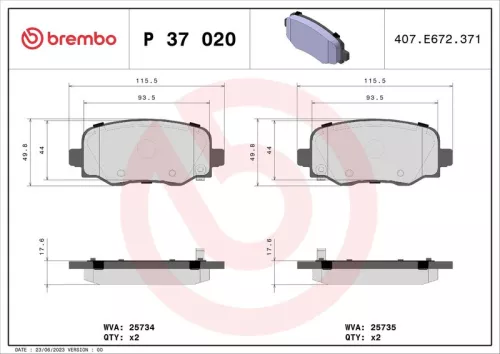 ABS Brake Pad Set, disc brake (P 37 020)