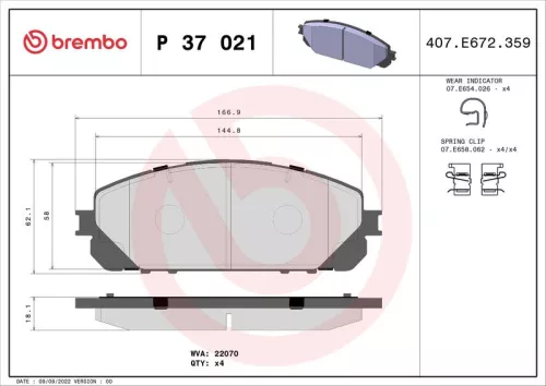 ABS Brake Pad Set, disc brake (P 37 021)