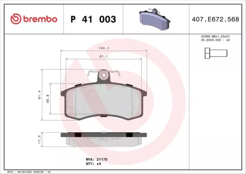 ABS Brake Pad Set, disc brake (P 41 003)