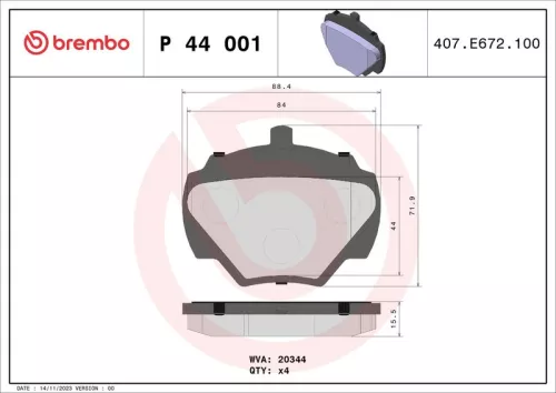 ABS Brake Pad Set, disc brake (P 44 001)
