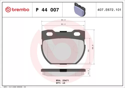 ABS Brake Pad Set, disc brake (P 44 007)