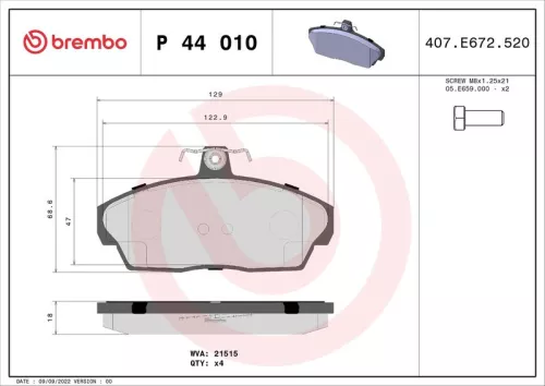 ABS Brake Pad Set, disc brake (P 44 010)
