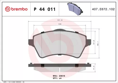 ABS Brake Pad Set, disc brake (P 44 011)