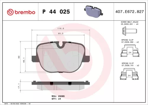 ABS Brake Pad Set, disc brake (P 44 025)