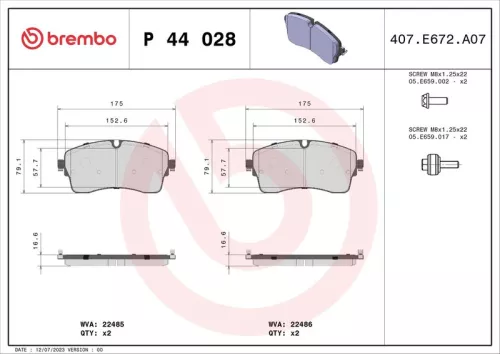 ABS Brake Pad Set, disc brake (P 44 028)