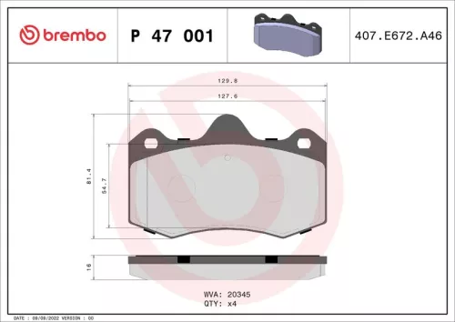 ABS Brake Pad Set, disc brake (P 47 001)