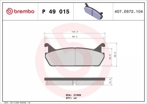 ABS Brake Pad Set, disc brake (P 49 015)