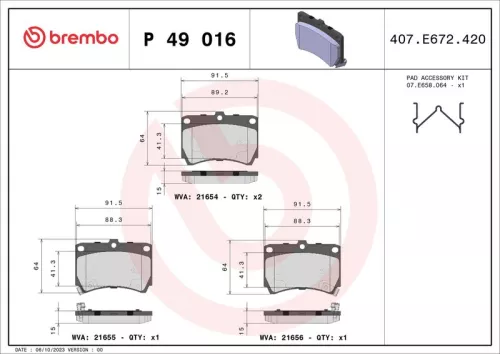 ABS Brake Pad Set, disc brake (P 49 016)