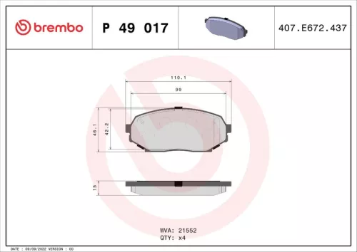 ABS Brake Pad Set, disc brake (P 49 017)