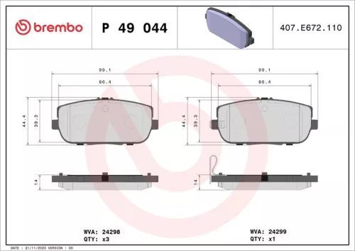 ABS Brake Pad Set, disc brake (P 49 044)