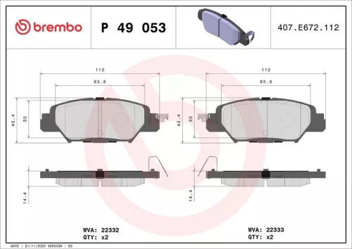 ABS Brake Pad Set, disc brake (P 49 053)