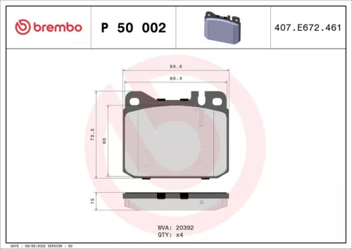 ABS Brake Pad Set, disc brake (P 50 002)