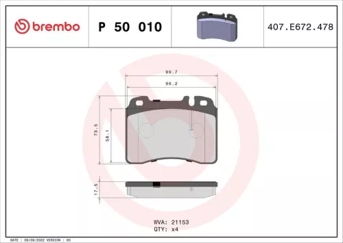 ABS Brake Pad Set, disc brake (P 50 010)