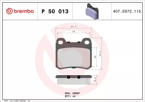 ABS Brake Pad Set, disc brake (P 50 013)