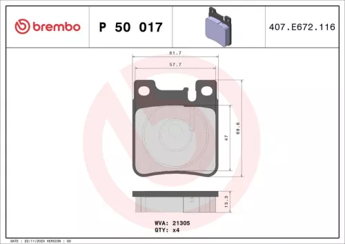 ABS Brake Pad Set, disc brake (P 50 017)