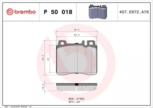 ABS Brake Pad Set, disc brake (P 50 018)