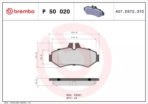 ABS Brake Pad Set, disc brake (P 50 020)