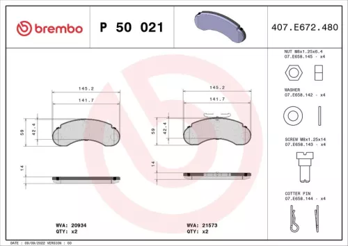 ABS Brake Pad Set, disc brake (P 50 021)