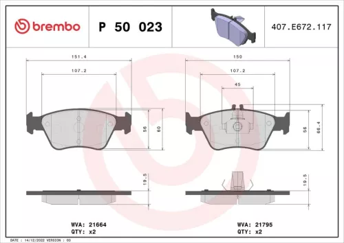 ABS Brake Pad Set, disc brake (P 50 023)