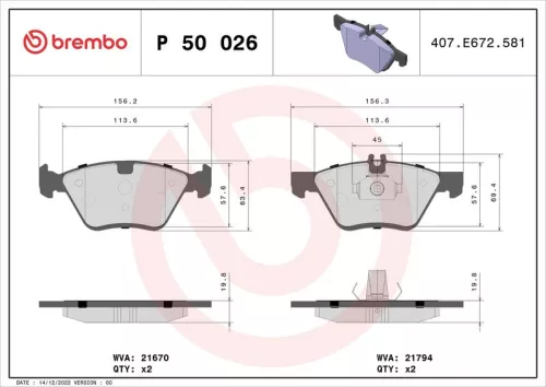 ABS Brake Pad Set, disc brake (P 50 026)