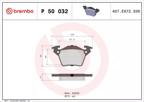 ABS Brake Pad Set, disc brake (P 50 032)