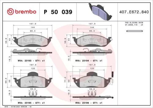 ABS Brake Pad Set, disc brake (P 50 039)