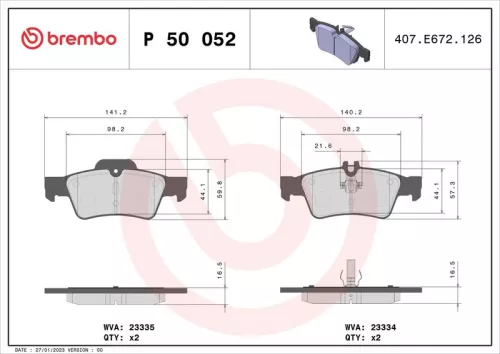 ABS Brake Pad Set, disc brake (P 50 052)