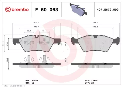 ABS Brake Pad Set, disc brake (P 50 063)