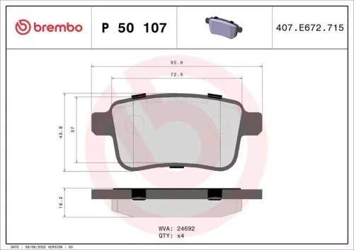 ABS Brake Pad Set, disc brake (P 50 107)