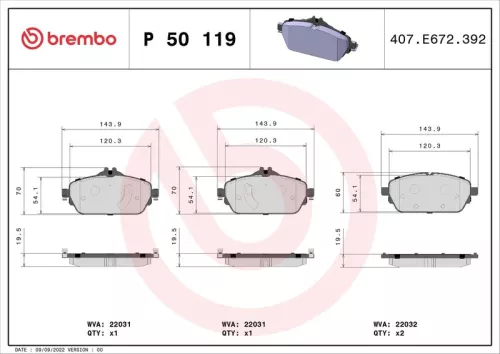 ABS Brake Pad Set, disc brake (P 50 119)