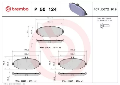 ABS Brake Pad Set, disc brake (P 50 124)