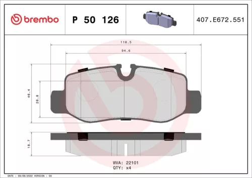 ABS Brake Pad Set, disc brake (P 50 126)