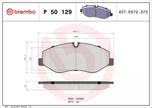 ABS Brake Pad Set, disc brake (P 50 129)
