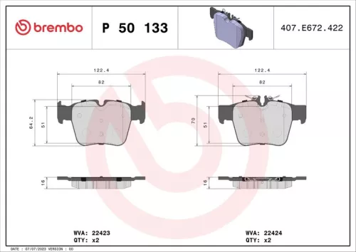 ABS Brake Pad Set, disc brake (P 50 133)